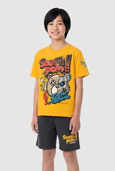 Boys Bear Attitude Graphic Tee and Shorts Set