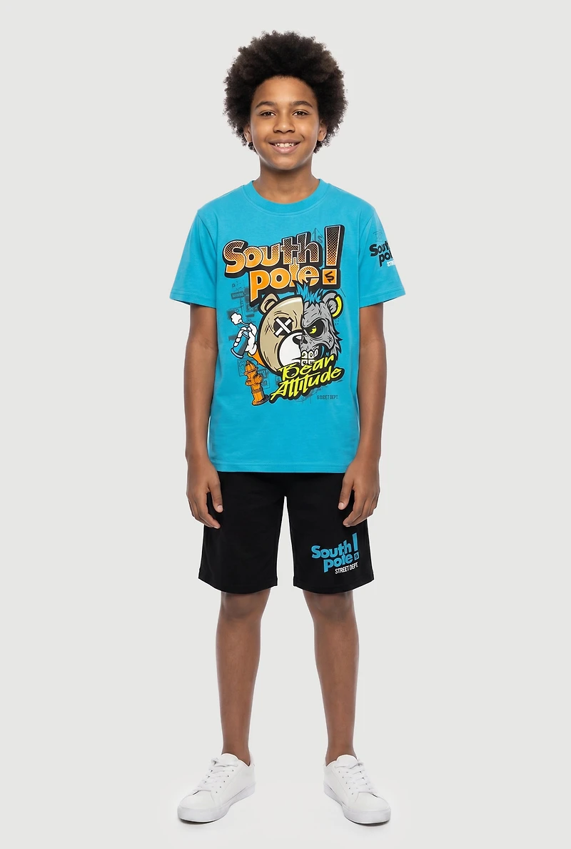 Boys Bear Attitude Graphic Tee and Shorts Set