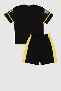 Boys Graphic Print Jersey Mesh Top and Sweatshorts