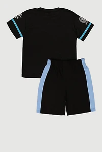 Boys Graphic Print Jersey Mesh Top and Sweatshorts