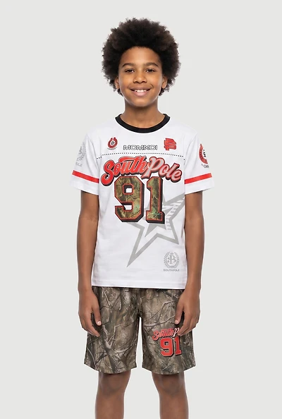 Boys Hunter Camo 91 Graphic Tee and Shorts