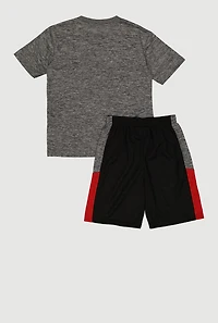 Boys Savage Bear Marled Graphic Tee and Shorts