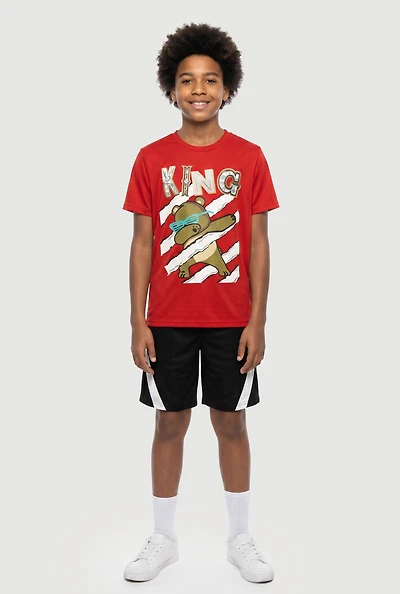 Boys King Bear Dabbing Graphic Tee and Shorts