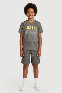 Boys Hustle Graphic Contrast Tee and Shorts