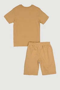 Boys Hustle Hard Graphic Tee and Drawstring Waist Shorts