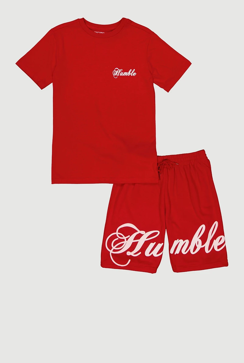Boys Short Sleeve Humble Graphic Tee and Shorts
