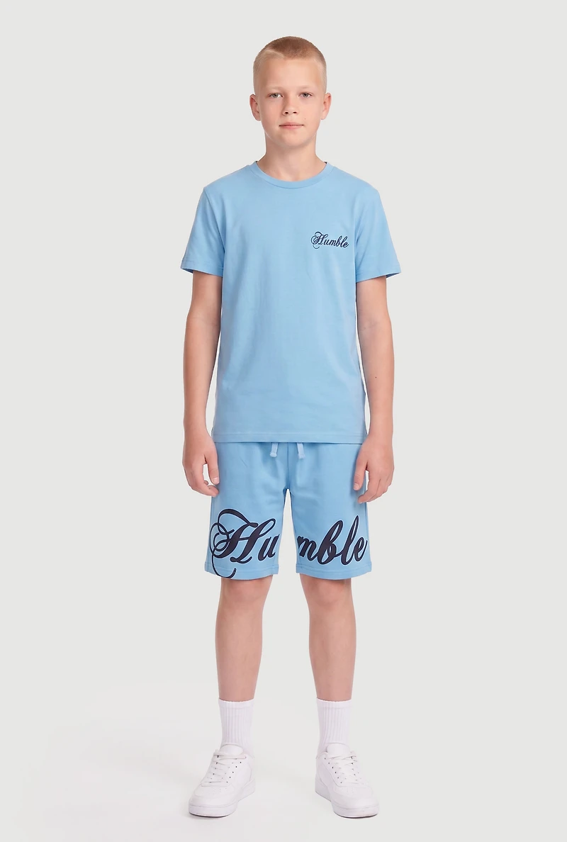 Boys Humble Graphic Tee and Drawstring Waist Shorts