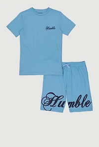 Boys Humble Graphic Tee and Drawstring Waist Shorts