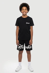 Boys Humble Graphic Tee and Drawstring Waist Sweatshorts