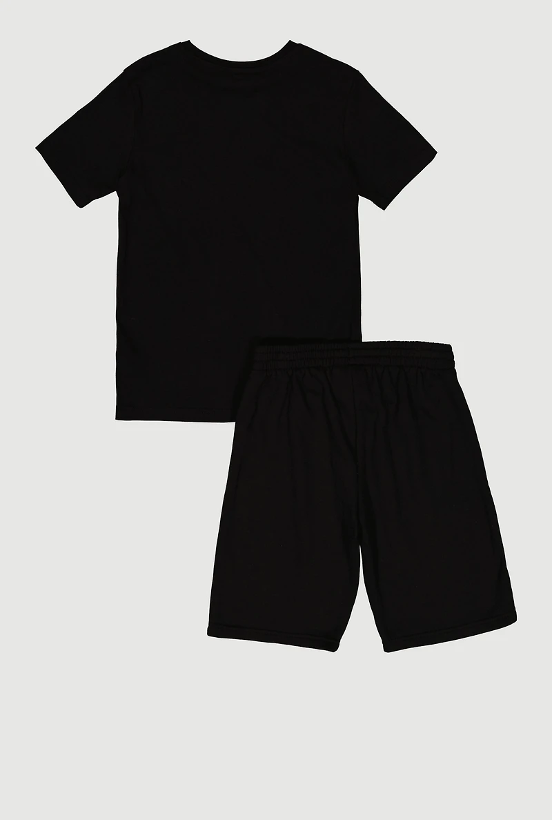 Boys Humble Graphic Tee and Drawstring Waist Sweatshorts