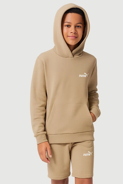 Boys Logo Pullover Hoodie and Sweatshorts Set, Brown, Size S