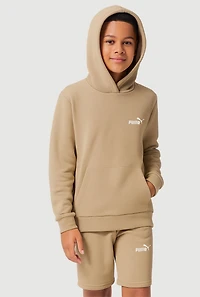 Boys Logo Pullover Hoodie and Sweatshorts Set, Brown, Size S