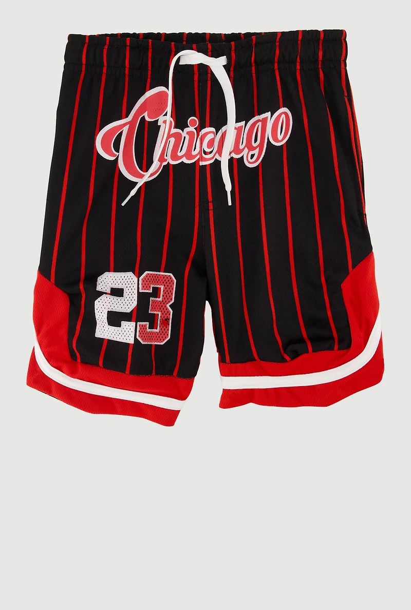 Little Boys Striped Graphic Basketball Shorts, Multi, Size 7
