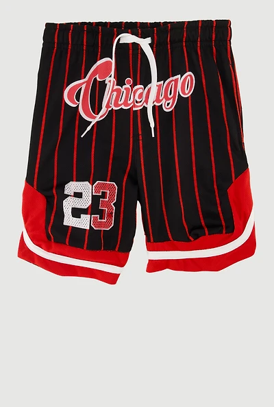 Little Boys Striped Graphic Basketball Shorts