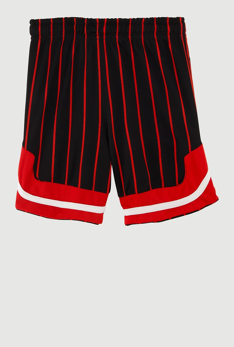 Little Boys Striped Graphic Basketball Shorts, Multi, Size 7