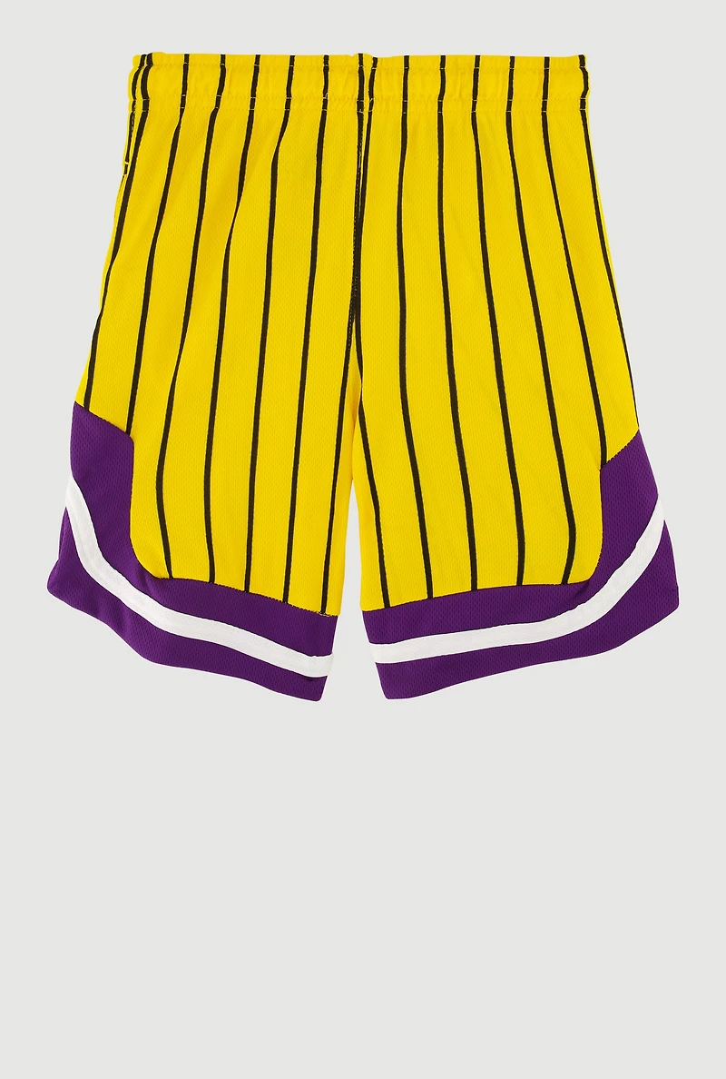 Little Boys Striped Graphic Basketball Shorts