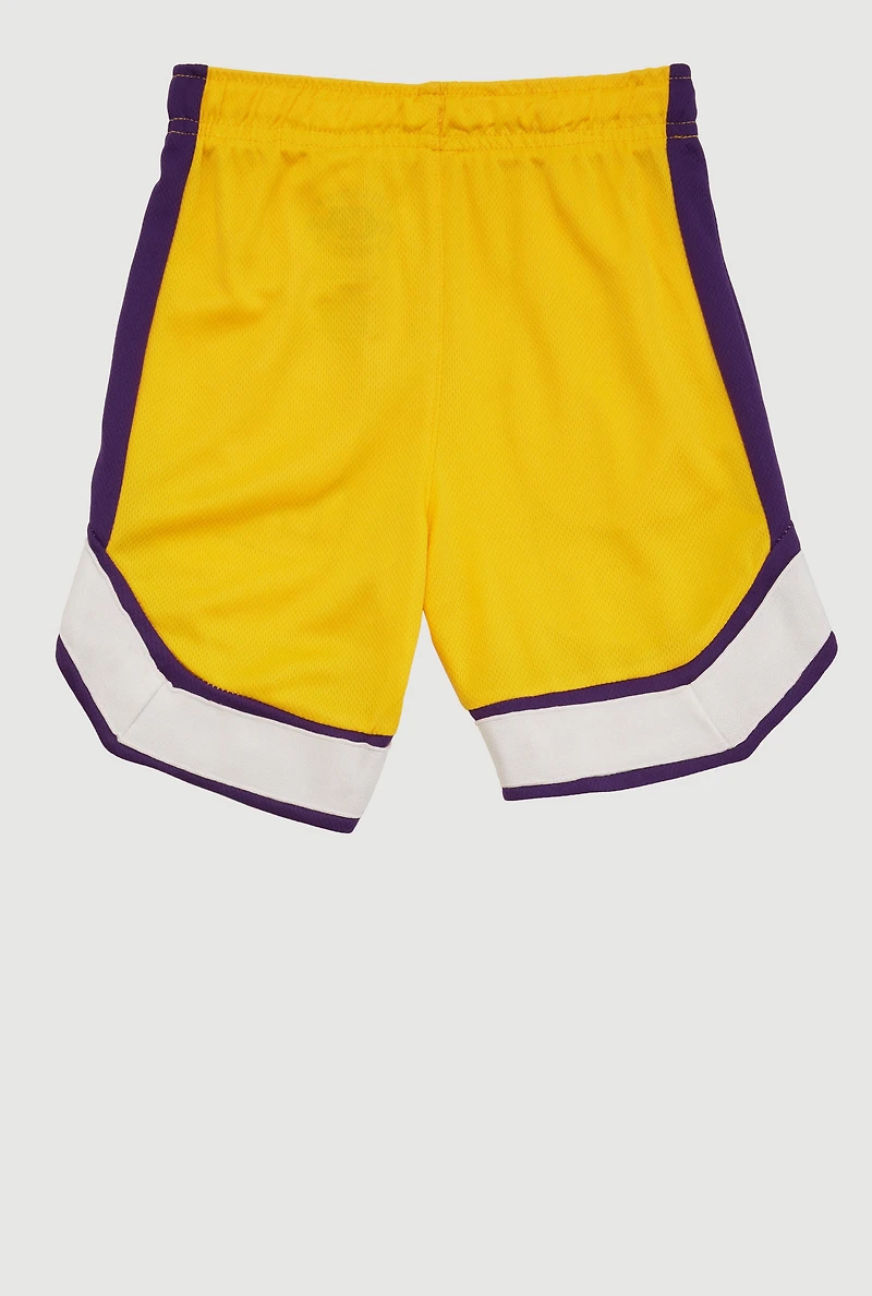 Little Boys Basketball Team Graphic Jersey Mesh Shorts