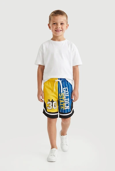 Little Boys Basketball Team Color Blocked Jersey Mesh Shorts