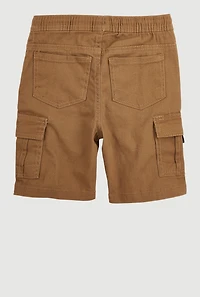 Little Boys Twill Drawstring Cargo Shorts, Brown, Size 5