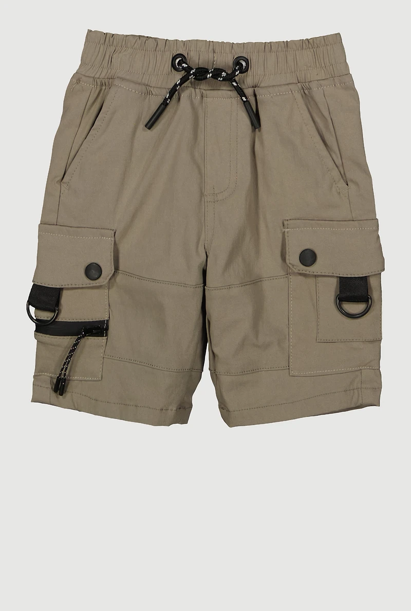 Little Boys Zip Cargo Pocket Shorts, Khaki, Size 5