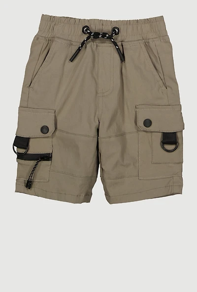 Little Boys Zip Cargo Pocket Shorts, Khaki, Size 5