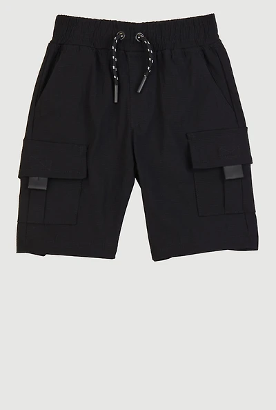 Little Boys Tabbed Cargo Pocket Shorts, Black,