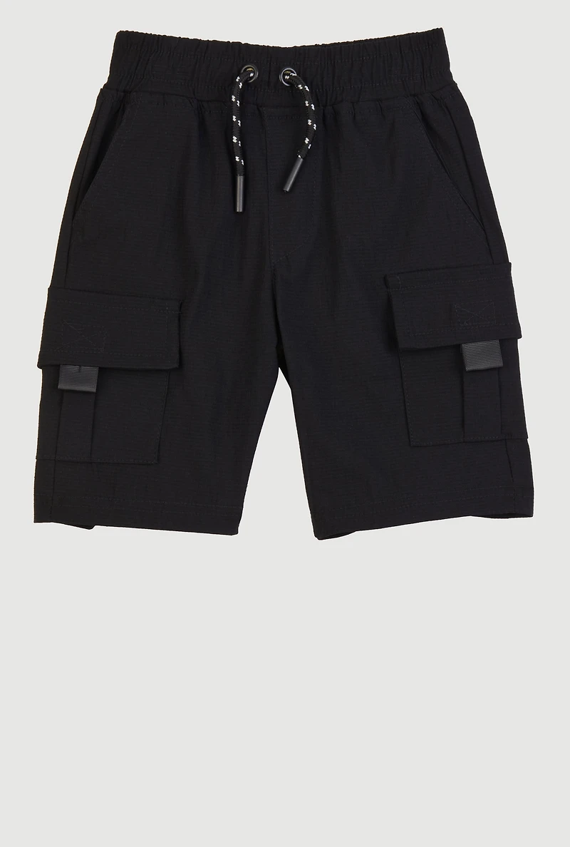 Little Boys Tabbed Cargo Pocket Shorts, Black, Size 4