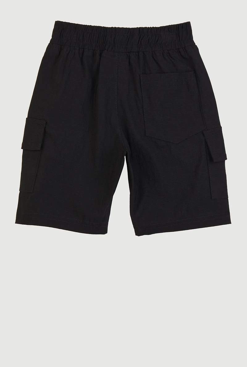 Little Boys Tabbed Cargo Pocket Shorts, Black, Size 4