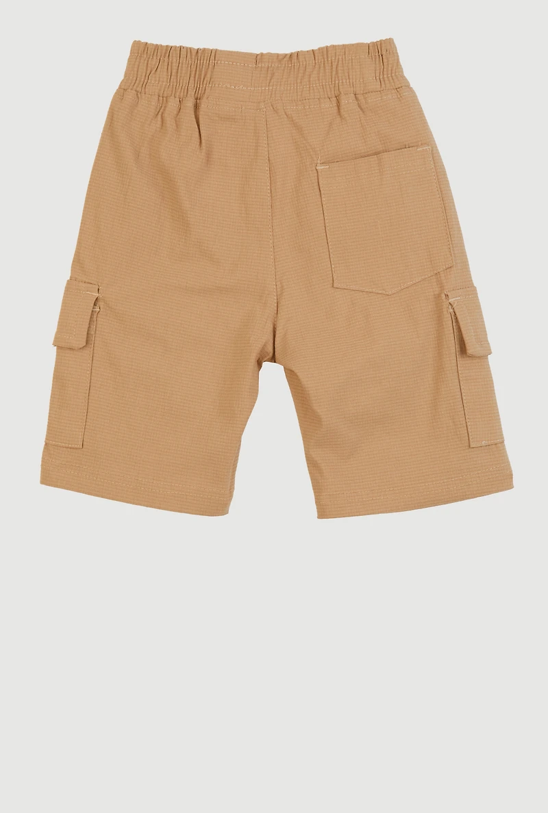 Little Boys Drawstring Waist Cargo Shorts, Khaki, Size 7