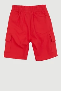 Little Boys Drawstring Waist Cargo Pocket Shorts, Red, Size 7