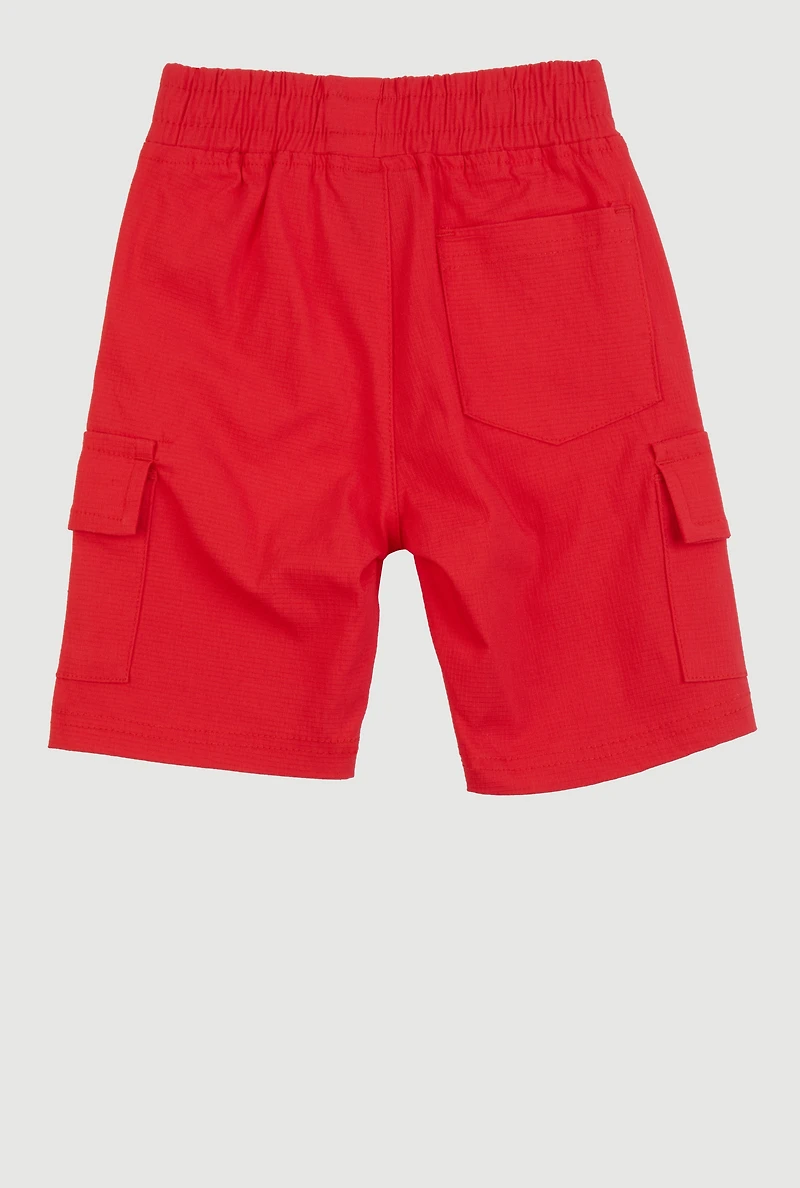 Little Boys Drawstring Waist Cargo Pocket Shorts