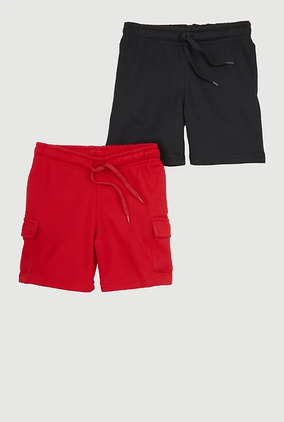 Little Boys Drawstring Waist Sweatshorts 2 Pack, Red, Size 7