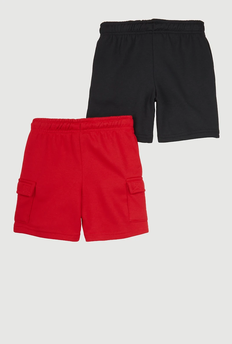 Little Boys Drawstring Waist Sweatshorts 2 Pack, Red, Size 7