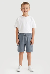 Little Boys Drawstring Waist Cargo Pocket Sweatshorts 2 Pack