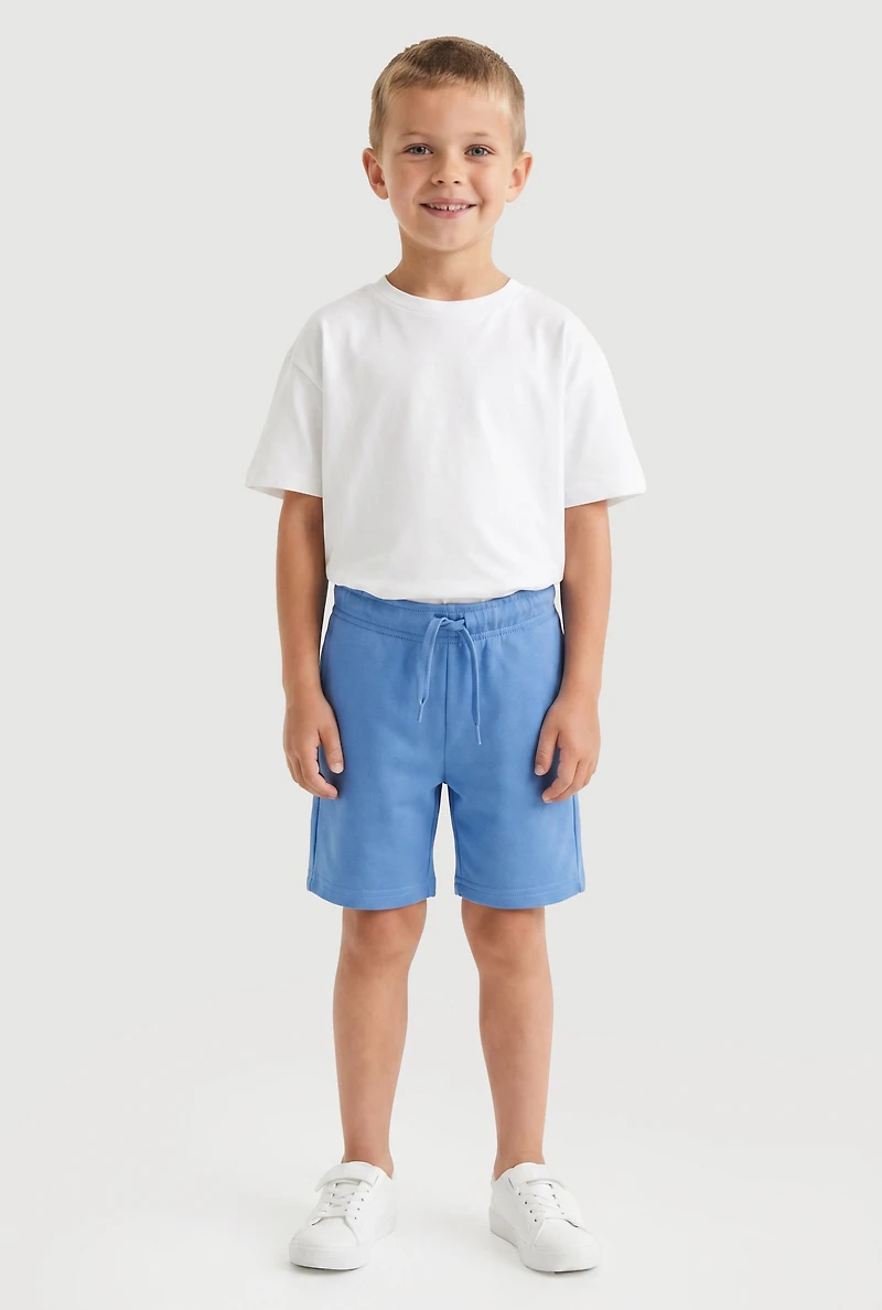 Little Boys Drawstring Waist Cargo Pocket Sweatshorts 2 Pack