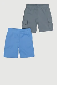 Little Boys Drawstring Waist Cargo Pocket Sweatshorts 2 Pack