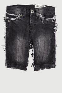 Little Boys Frayed Denim Bermuda Shorts, Black, Size 6