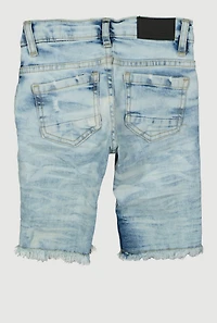 Little Boys Whiskered Distressed Denim Shorts, Blue, Size 5