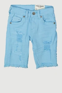 Little Boys Solid Frayed Distressed Denim Shorts, Blue,