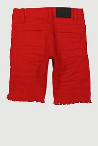 Little Boys Solid Distressed Denim Shorts, Red, Size 5