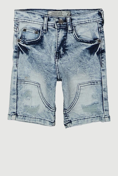 Little Boys Distressed Shorts, Blue, Size 5