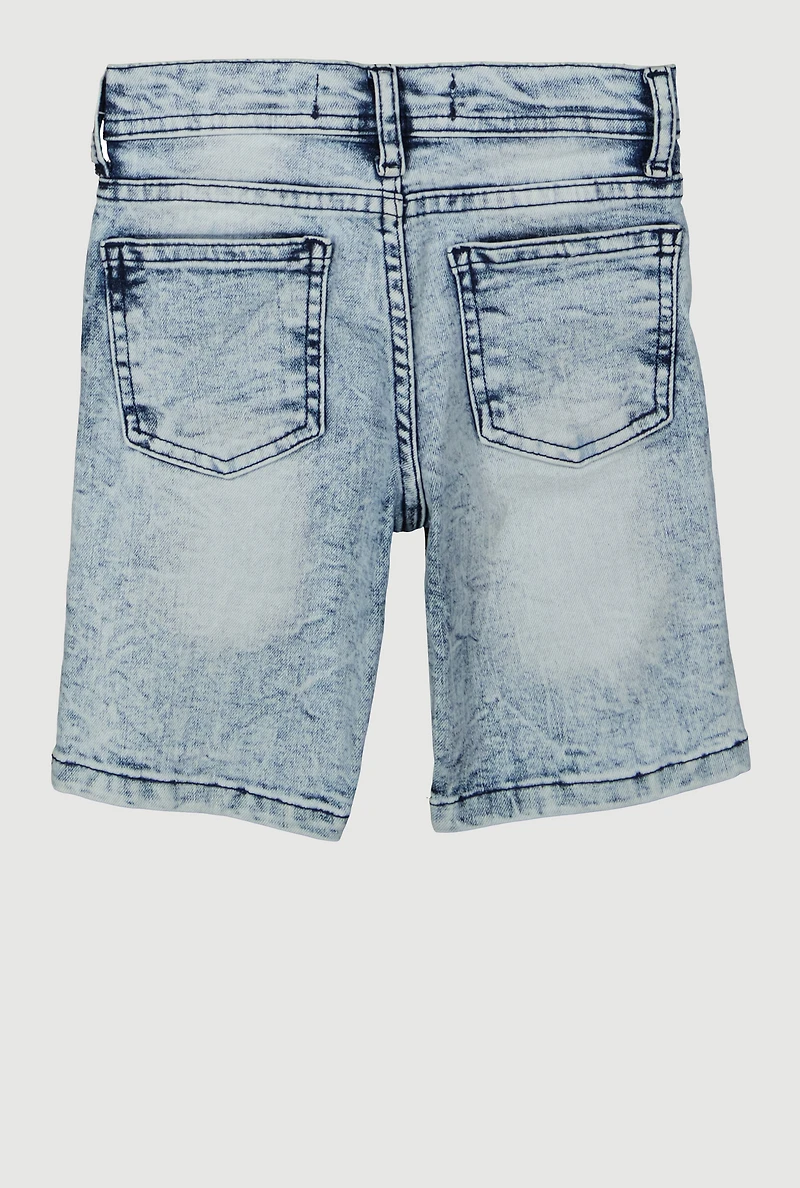 Little Boys Distressed Shorts, Blue, Size 5