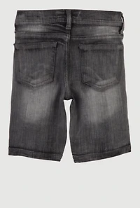 Little Boys Zip Detail Denim Moto Shorts, Black, Size 4