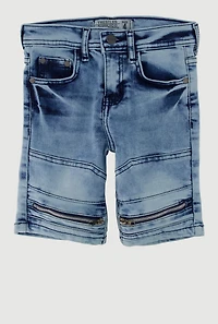 Little Boys Zip Front Denim Shorts, Blue, Size 6