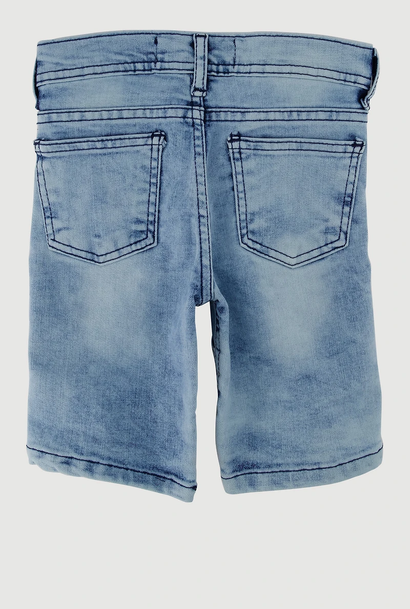Little Boys Zip Front Denim Shorts, Blue, Size 4