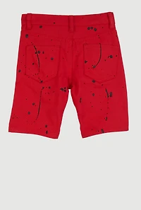 Little Boys Paint Splatter Moto Shorts, Red, Size 4