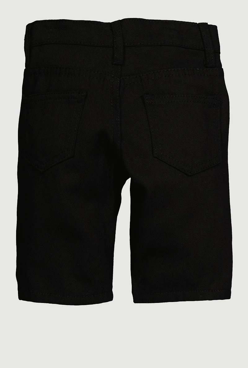 Little Boys Distressed Patch and Repair Frayed Shorts, Black, Size 6