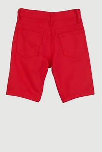 Little Boys Distressed Patch and Repair Shorts, Red, Size 7