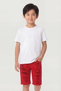 Little Boys Distressed Paint Splatter Denim Shorts