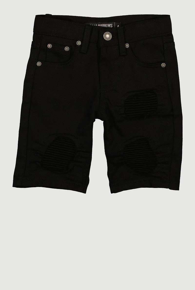 Little Boys Solid Moto Denim Shorts